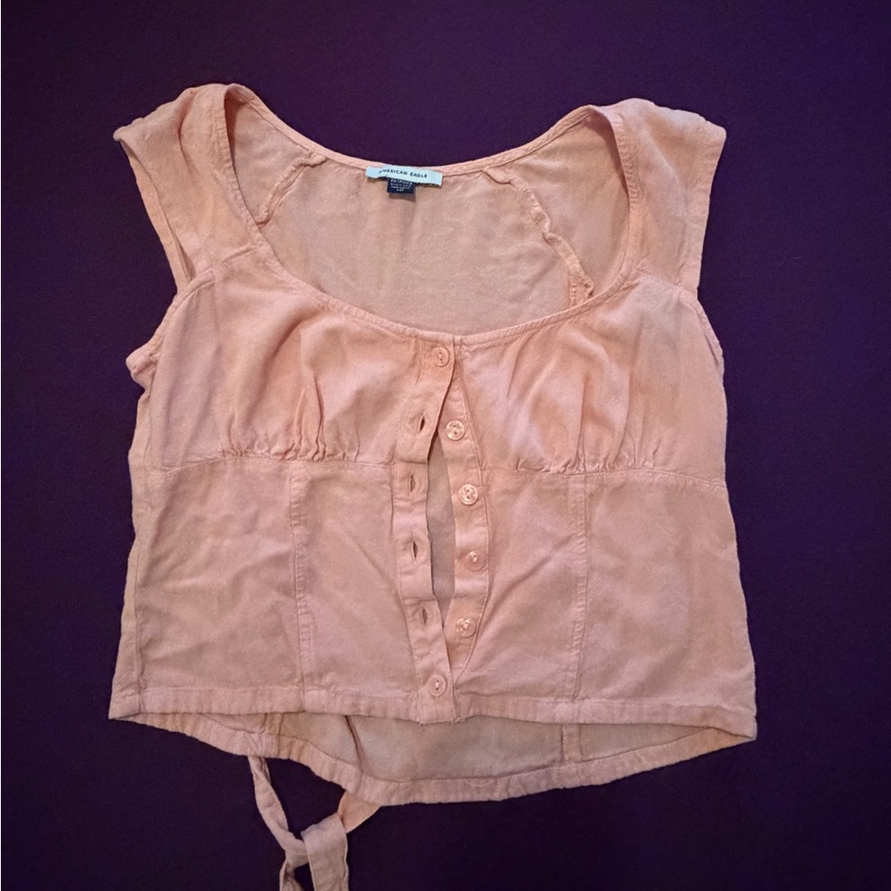 American Eagle Outfitters Peach Button-Front Blouse